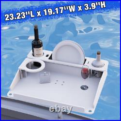 Utility Boat Table withRod Holder Mount Portable Boat Caddy Organizer Marine Table