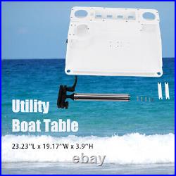 Utility Boat Table withRod Holder Mount Portable Boat Caddy Organizer Marine Table