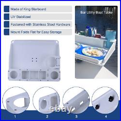 Utility Boat Table withRod Holder Mount Portable Boat Caddy Organizer Marine Table