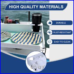 Utility Boat Table withRod Holder Mount Portable Boat Caddy Organizer Marine Table