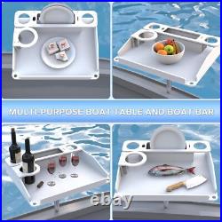 Utility Boat Table withRod Holder Mount Portable Boat Caddy Organizer Marine Table