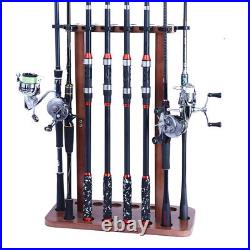 VEYWANE Fishing Rod Storage Racks, 100% Wood Floor Stand Fishing Pole Holders fo