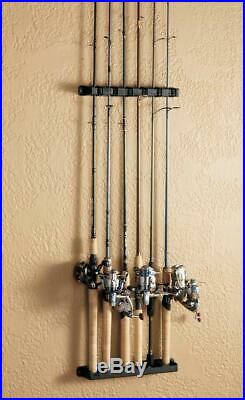Vertical Fishing Rod Rack 6 Rods Holder Wall Mount Storage Pole Stand Durable
