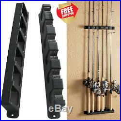 Vertical Fishing Rod Rack 6 Rods Holder Wall Mount Storage Pole Stand Durable