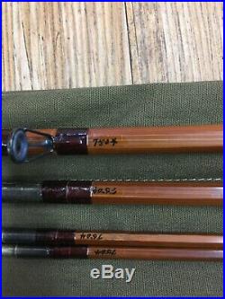 Vintage Orvis Battenkill Bamboo 3PC with 2 TIPS Fishing Rod with Steel Tube Holder