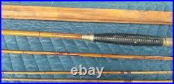 Vintage Rare Fly Fishing Pole Four Piece with Bamboo Holder Tube