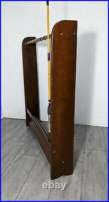 Vintage Solid Wood 10 Fishing Rod Holder Storage Display Rack Floor Stand