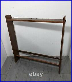 Vintage Solid Wood 10 Fishing Rod Holder Storage Display Rack Floor Stand