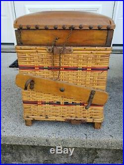 Vintage Wicker Angler's Fishing Creel Rod Holder Tacklebox Cleaning Station