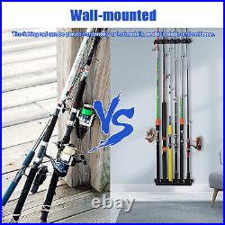 Wall Mount Fishing Rod Rack Vertical Holder Stand Boat 6-Pole Storage Horizontal