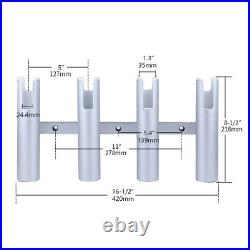 Wall-Mounted Aluminium Fishing Rod Holder for Boat, 4 Tube Linked Fishing Rod Ra