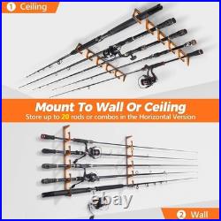 Weather-Resistant Aluminum Fishing Rod Holder Wall/Ceiling Mount Up to 20 Rods