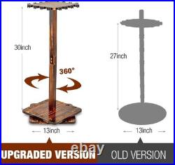 Wooden 360-Degree Rod Rack Floor Stand Holds Up to 16 Rods
