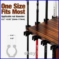Wooden 360-Degree Rod Rack Floor Stand Holds Up to 16 Rods